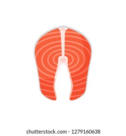 Salmon steak illustration. Fish, trout, raw food. Food concept. Can be used for topics like fish market, seafood, restaurant menu