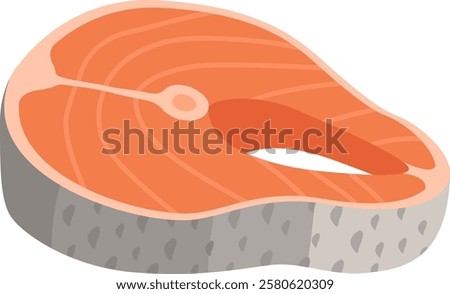 Salmon steak isolated on white background representing healthy eating, seafood cuisine, and nutritious protein source, perfect for culinary illustrations