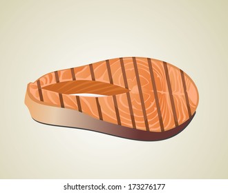 salmon steak on the grill