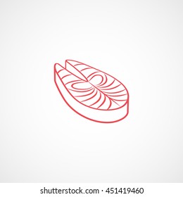 Salmon Steak Red Line Icon On White Background