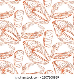 Salmon steak  seamless pattern, conceptual salmon background