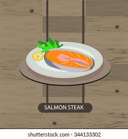 Salmon steak, vector