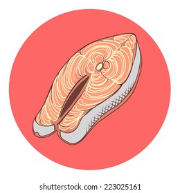 salmon steak vector illustration