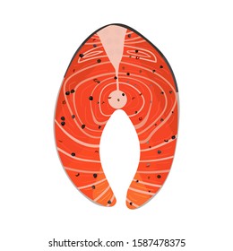 Salmon steak. Vector illustration. Seafood fish Healthy diet