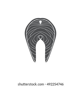 Salmon steak vector monochrome variant. Fresh sea food concept illustration for packaging, logos, and patterns. Healthy eating marine products
