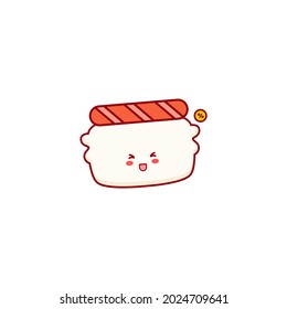 Salmon sushi character illustration smile happy mascot logo kids play toys template