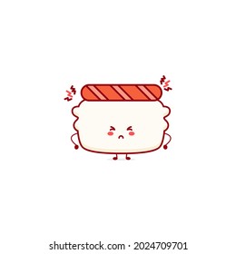 Salmon sushi character illustration smile happy mascot logo kids play toys template