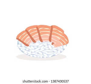 salmon sushi circle roll icon symbol isolated on white background