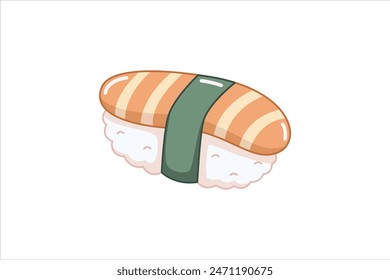 Salmon Sushi Flat Sticker Design