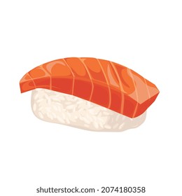 Salmon sushi flat vector illustration. Japanese food. 