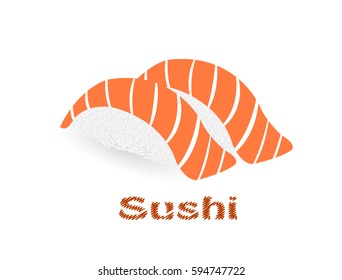 Salmon sushi icon, cartoon style