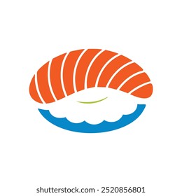 Salmon sushi icon. Colorful icon representing a piece of salmon sushi. Perfect for menus, websites, and branding.