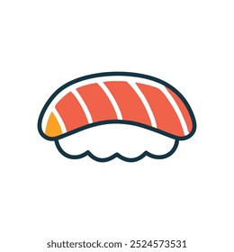 Salmon sushi icon. Simple icon of a sushi roll with salmon.  Great for food blogs, menus, or recipe websites.