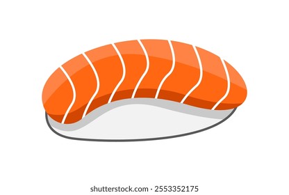 Salmón sushi nigiri sobre fondo blanco. Ilustración vectorial de comida japonesa