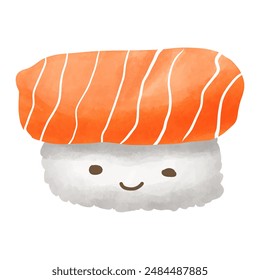 Salmon sushi on white background 