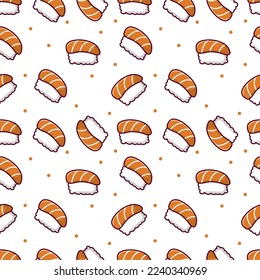 Salmon Sushi Seamless Pattern Background