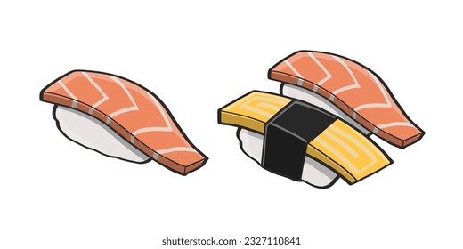 Salmon Sushi and Sweet Egg Sushi