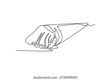 Lachs Sushi Temaki. Sushi-Konzept. Einzeiliges Zeichnungsdesign. Vektorgrafik