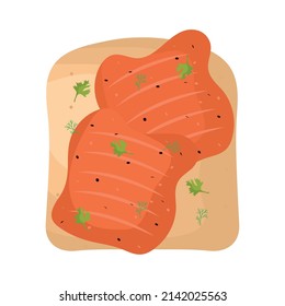 salmon toast design over white