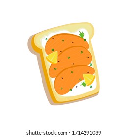 Salmon toast on white background.vector illustation.