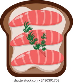 salmon toast sliced bread vector design
