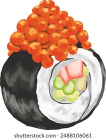 salmon tobiko sushi menu illustration