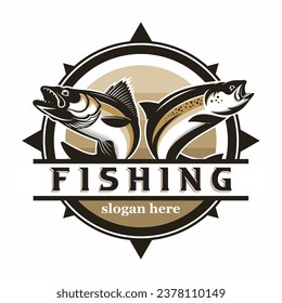 salmon trout walleye pike fish vector for fishing logo company