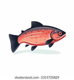 salmon vector 2d flat color white background