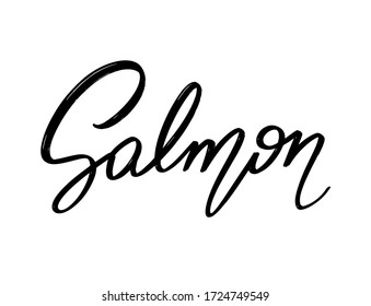 Salmón. Cartas dibujadas a mano por vectores aisladas. Plantilla para tarjeta, afiche, banner, imprimir para camiseta, pin, insignia, parche.