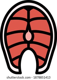Icono de vector de salmón en estilo de línea relleno