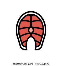 Salmon Vector Icon in Filled Outline Style. Vector illustration icon can be used for an app, website, or part of a logo.