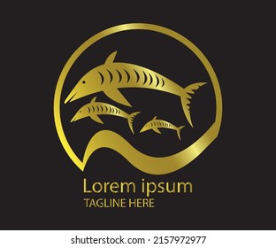 Salmon vector illustration of fish isolated on black background. 