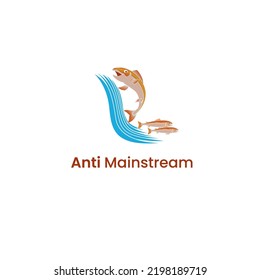 Salmon Vector logo design. Anti mainstream illustration