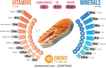 salmon vitamins minerals and nutrients infographic diagram with details 