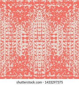 Salmon and White tie dye seamless pattern.  Shibori seamless print. Watercolor hand drawn batik.  Handmade watercolour shirt tie dye pattern. Japan traditional tile. Burgundy and Beige shibori.