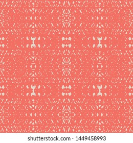 Salmon and White tie dye seamless pattern.  Shibori seamless print. Watercolor hand drawn batik.  Handmade watercolour shirt tie dye pattern. Japan traditional tile. Crimson and White shibori.