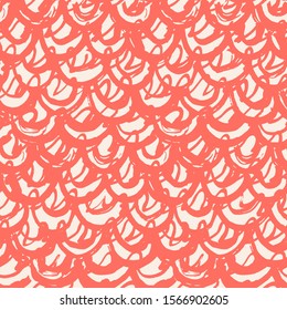 Salmon and White tie dye seamless pattern.  Shibori seamless print. Watercolor hand drawn batik.  Handmade watercolour shirt tie dye pattern. Japan traditional tile. Coral and Beige shibori.