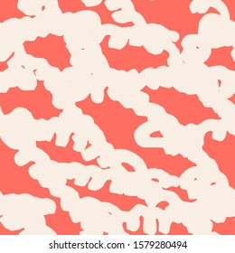 Salmon and White tie dye seamless pattern.  Shibori seamless print. Watercolor hand drawn batik.  Handmade watercolour shirt tie dye pattern. Japan traditional tile. Coral and White shibori.