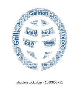 salmon word cloud. tag cloud about salmon.