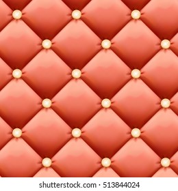 Salmon-colored Retro luxury background - Leather upholstery Seamless pattern.