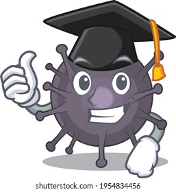 Salmonella caricature picture design with hat for graduation ceremony. Vector illustration