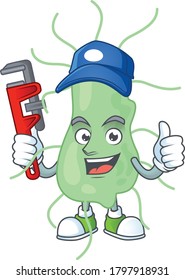 Salmonella Cartoon drawing concept work as smart Plumber. Vector illustration