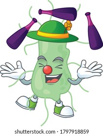 Salmonella mascot cartoon design playing Juggling on circus. Vector illustration