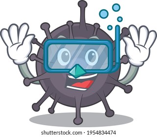 Salmonella mascot design swims with diving glasses. Vector illustration
