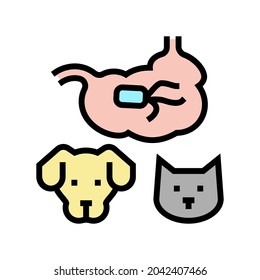 salmonellosis dog and cat color icon vector. salmonellosis dog and cat sign. isolated symbol illustration