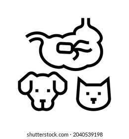 salmonellosis dog and cat line icon vector. salmonellosis dog and cat sign. isolated contour symbol black illustration