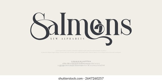 Salmons Minimal modern alphabet fonts. Typography minimalist urban digital fashion future creative logo font.
