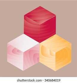 Salmon,Tuna and Snapper fish cubic texture illustration vector background