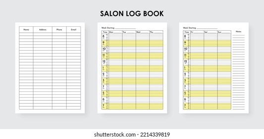 Salon Appointment Log Book, Hair Stylist Planner