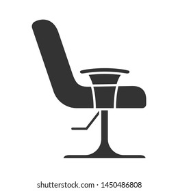 Salon Armchair Glyph Icon. Comfortable Lounge Chair. Hairdressing Equipment. Beauty Parlour Furniture. Barbershop Easy Chair. Silhouette Symbol. Negative Space. Vector Isolated Illustration